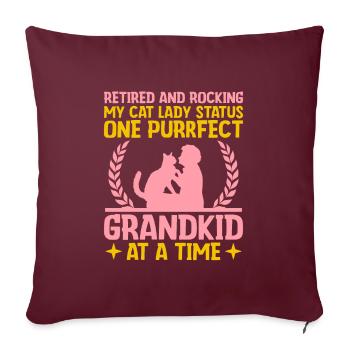 Amoureux des chats Grand-mère retraitée Retraité Propriétaire de chat Chat - Housse de coussin décorative 45 x 45 cm - bordeaux - Devant
