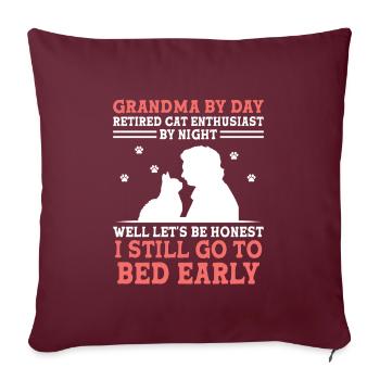 Amoureux des chats Grand-mère retraitée Retraité Propriétaire de chat Chat - Housse de coussin décorative 45 x 45 cm - bordeaux - Devant