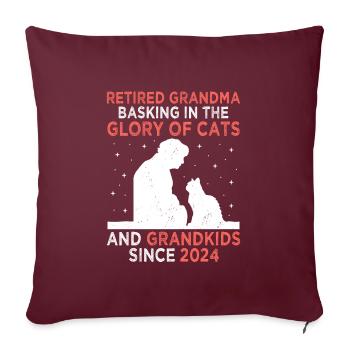 Amoureux des chats Grand-mère retraitée Retraité Propriétaire de chat Chat - Housse de coussin décorative 45 x 45 cm - bordeaux - Devant