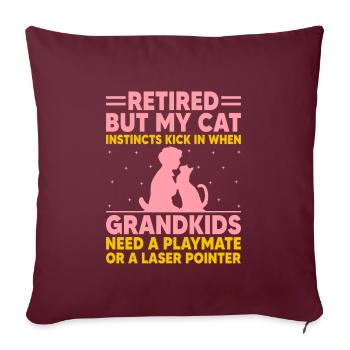 Amoureux des chats Grand-mère retraitée Retraité Propriétaire de chat Chat - Housse de coussin décorative 45 x 45 cm - bordeaux - Devant