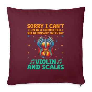 Désolé, je ne peux pas, je suis dans une relation engagée avec - Housse de coussin décorative 45 x 45 cm - bordeaux - Devant