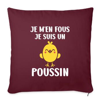 Humour petit poussin - Housse de coussin décorative 45 x 45 cm - bordeaux - Devant