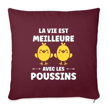 Humour petit poussin - Housse de coussin décorative 45 x 45 cm - bordeaux - Devant
