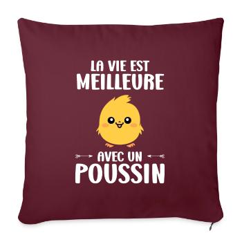Humour petit poussin - Housse de coussin décorative 45 x 45 cm - bordeaux - Devant