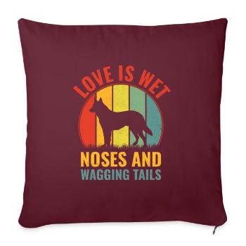 L’amour est le nez mouillé et la queue qui remue berger allemand - Housse de coussin décorative 45 x 45 cm - bordeaux - Devant