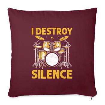 Je détruis le silence Batteur Tambour Tambour Tambour - Housse de coussin décorative 45 x 45 cm - bordeaux - Devant