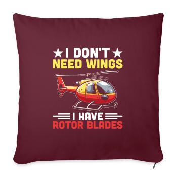 Je n’ai pas besoin d’ailes J’ai des pales de rotor Hélicoptère - Housse de coussin décorative 45 x 45 cm - bordeaux - Devant