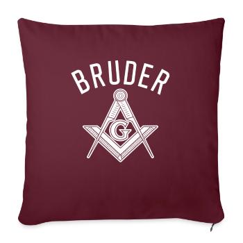 Frère maçonnique - Housse de coussin décorative 45 x 45 cm - bordeaux - Devant
