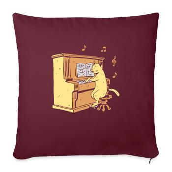 Chat Piano Touches Clavier Pianiste Claviériste Pianis - Housse de coussin décorative 45 x 45 cm - bordeaux - Devant
