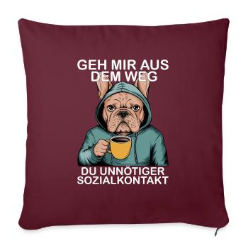 Contact social inutile Drôle de français - Housse de coussin décorative 45 x 45 cm - bordeaux - Devant