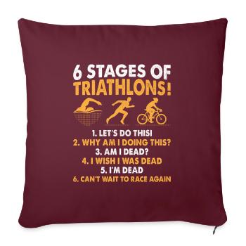6 étapes de triathlon Triathlon Natation Vélo Course Tri - Housse de coussin décorative 45 x 45 cm - bordeaux - Devant