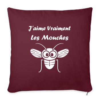 Insecte Citation humour mouche - Housse de coussin décorative 45 x 45 cm - bordeaux - Devant