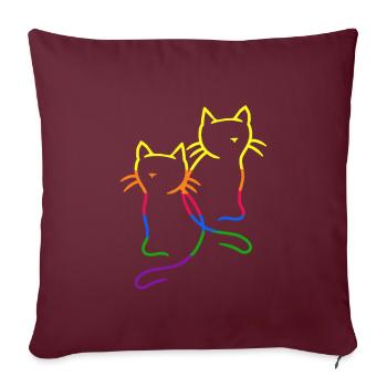 années 80 années 90 Rétro Chats Arc-en-ciel Chat LGBT - Housse de coussin décorative 45 x 45 cm - bordeaux - Devant