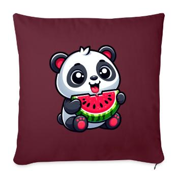 Panda Mit Wassermelone Fruchtig Niedlich - Sofakissenbezug 45 x 45 cm - Burgunderrot - Vorne