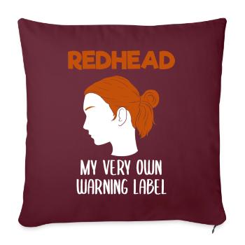 Redhead ma propre étiquette d’avertissement Rothaarige - Housse de coussin décorative 45 x 45 cm - bordeaux - Devant