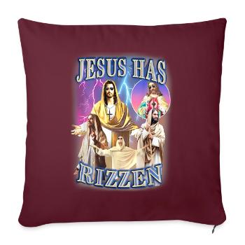 Jesus Has Rizzen - He Is Rizzen Jesus Rizz - Sofa pillowcase 17,3'' x 17,3'' (45 x 45 cm) - burgundy - Front