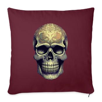 Luxueux crâne décoré gothique d’Halloween - Housse de coussin décorative 45 x 45 cm - bordeaux - Devant