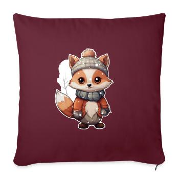Renard dans la neige - Housse de coussin décorative 45 x 45 cm - bordeaux - Devant