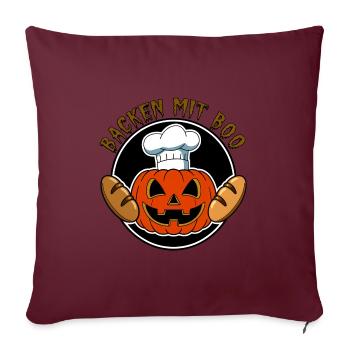 Citrouille d’Halloween avec chapeau de boulanger et pains - Housse de coussin décorative 45 x 45 cm - bordeaux - Devant