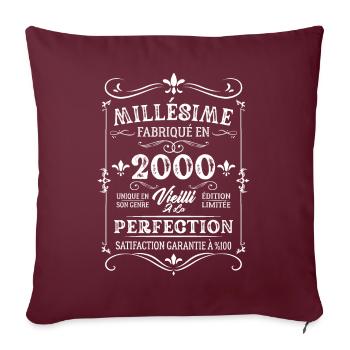 Cadeau D'anniversaire Millésime Fabriqué En 2000 - Housse de coussin décorative 45 x 45 cm - bordeaux - Devant