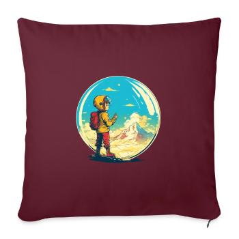 Petit explorateur à la conquête du monde - Housse de coussin décorative 45 x 45 cm - bordeaux - Devant