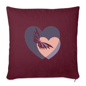 Schmetterling in 2 Herzen - Sofakissenbezug 45 x 45 cm - Burgunderrot - Vorne