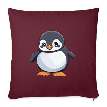 süßer Pinguin Zwergpinguin - Sofakissenbezug 45 x 45 cm - Burgunderrot - Vorne
