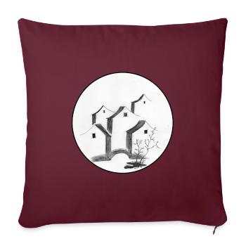 paysage asiatique - Housse de coussin décorative 45 x 45 cm - bordeaux - Devant