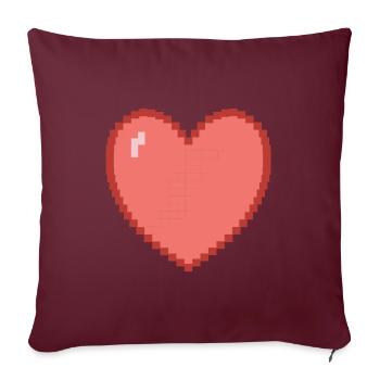 Herz heart Pixel Gamer Geschenk - Sofakissenbezug 45 x 45 cm - Burgunderrot - Vorne