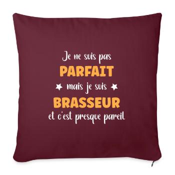 Je ne suis pas parfait mais Brasseur - Housse de coussin décorative 45 x 45 cm - bordeaux - Devant