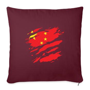 Chine - Drapeau national, rayures, fissures - Housse de coussin décorative 45 x 45 cm - bordeaux - Devant