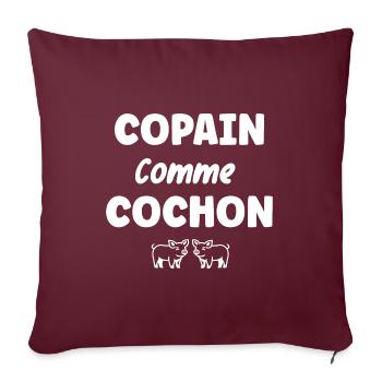Copain comme cochon - Housse de coussin décorative 45 x 45 cm - bordeaux - Devant