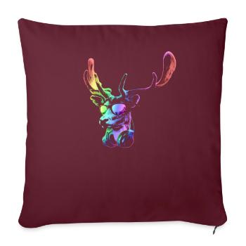 Deer DJ. Cool and Funny Music Animal With - Sofa pillowcase 17,3'' x 17,3'' (45 x 45 cm) - burgundy - Front