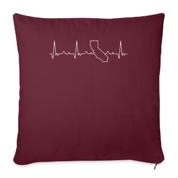 California State USA. Heart. Love. EKG. Pulse. - Sofa pillowcase 17,3'' x 17,3'' (45 x 45 cm) - burgundy - Front