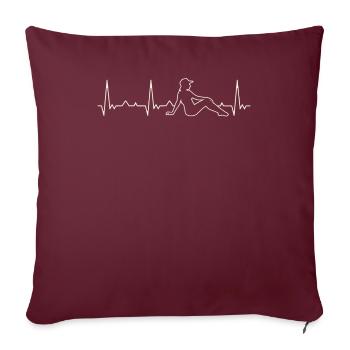 Summer Sunbathing Girl. Heart. Love. EKG. Pulse. - Sofa pillowcase 17,3'' x 17,3'' (45 x 45 cm) - burgundy - Front