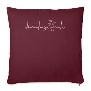 Chica de fútbol corriendo con pelota. Corazón. - Housse de coussin décorative 45 x 45 cm - bordeaux - Devant
