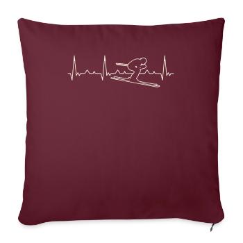 Skiier cuesta abajo. Corazón. Amor. Ekg. - Housse de coussin décorative 45 x 45 cm - bordeaux - Devant
