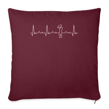 Dad Playing With Toddler. Heart. Love. EKG. Pulse - Sofa pillowcase 17,3'' x 17,3'' (45 x 45 cm) - burgundy - Front