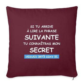 Je vais être cousin - Housse de coussin décorative 45 x 45 cm - bordeaux - Devant