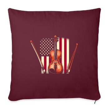 Drapeau américain USA Violon Instrument Violoniste Viole - Housse de coussin décorative 45 x 45 cm - bordeaux - Devant