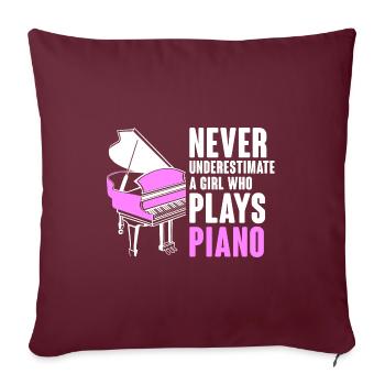 Ne sous-estimez jamais une fille qui joue du piano musicia - Housse de coussin décorative 45 x 45 cm - bordeaux - Devant