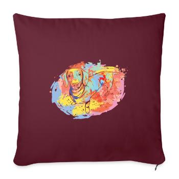 Rétro Graphique Teckel Dog Owner Dog Lover Wiener - Housse de coussin décorative 45 x 45 cm - bordeaux - Devant