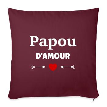 papou d'amour - Housse de coussin décorative 45 x 45 cm - bordeaux - Devant