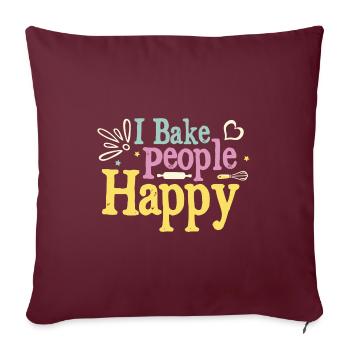 Je cuisine les gens heureux faire du pain Pâtissier Boulanger - Housse de coussin décorative 45 x 45 cm - bordeaux - Devant