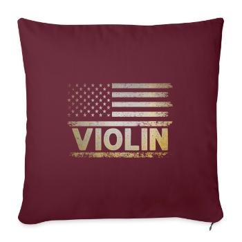 Drapeau américain USA Instrument violoniste Viole de viole - Housse de coussin décorative 45 x 45 cm - bordeaux - Devant
