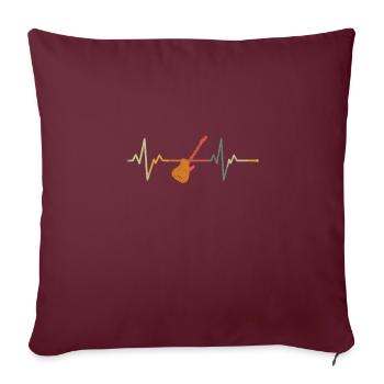 Vintage Herzschlag Guitare Rock Musique Idée cadeau - Housse de coussin décorative 45 x 45 cm - bordeaux - Devant