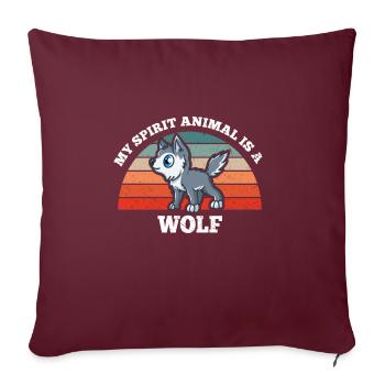 Les loups de pleine lune hurlent mon L’animal est un loup - Housse de coussin décorative 45 x 45 cm - bordeaux - Devant