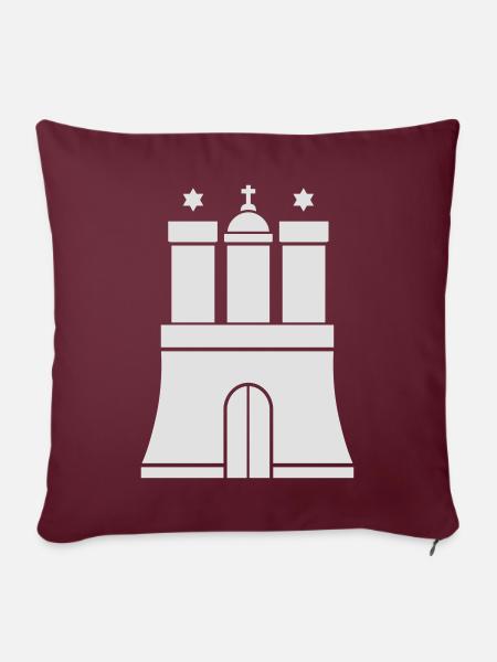 Hamburg Symbol Hamburger Wappen - Sofakissenbezug 45 x 45 cm - Burgunderrot