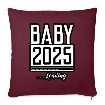 Bébé 2025 Chargement Babyshower - Housse de coussin décorative 45 x 45 cm - bordeaux - Devant