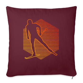 Ski de fond Classique Ski de fond Ski de fond Patinage - Housse de coussin décorative 45 x 45 cm - bordeaux - Devant